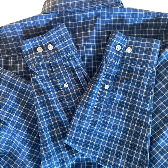 L.L. Bean Long Sleeve Button Up Shirt Cotton Blue Plaid Size Medium - Picture 3 of 7